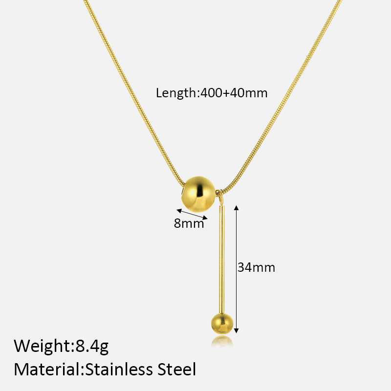 Elegant Solid Color Stainless Steel Plating 18k Gold Plated Pendant Necklace