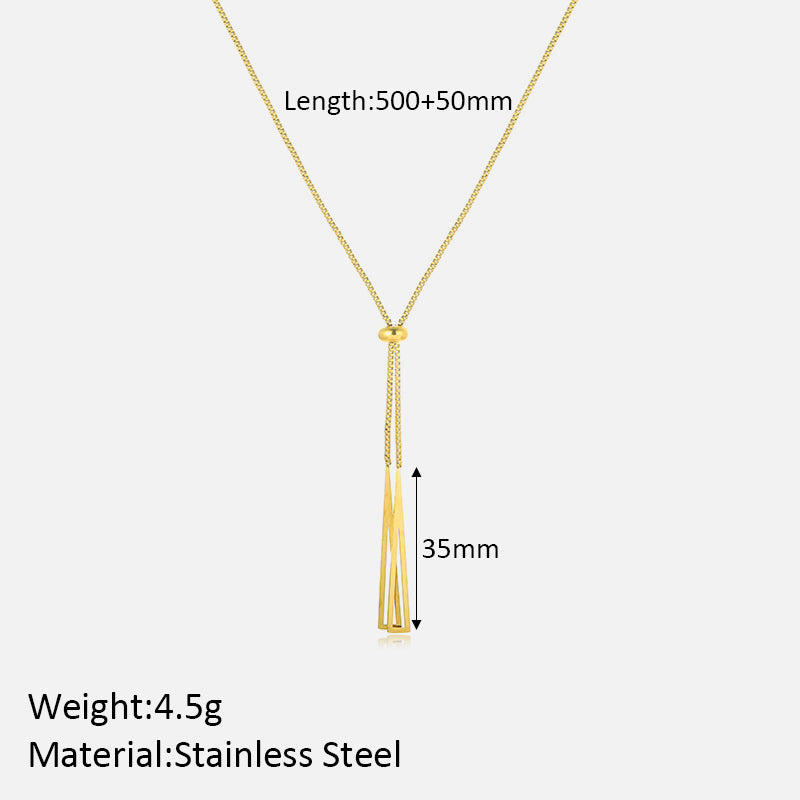 Elegant Solid Color Stainless Steel Plating 18k Gold Plated Pendant Necklace