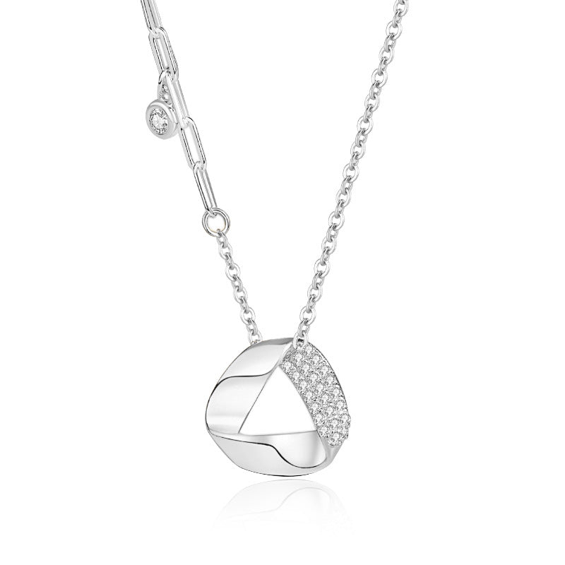 Simple Style Geometric Sterling Silver Plating Inlay Zircon Pendant Necklace