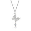 Simple Style Butterfly Sterling Silver Plating Inlay Zircon Pendant Necklace