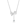 Simple Style Bow Knot Sterling Silver Plating Inlay Zircon Pendant Necklace