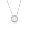 Simple Style Round Sterling Silver Inlay Artificial Gemstones Pendant Necklace