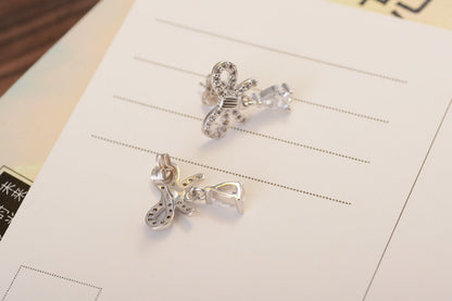 1 Pair Sweet Bow Knot Plating Inlay Copper Zircon White Gold Plated Ear Studs