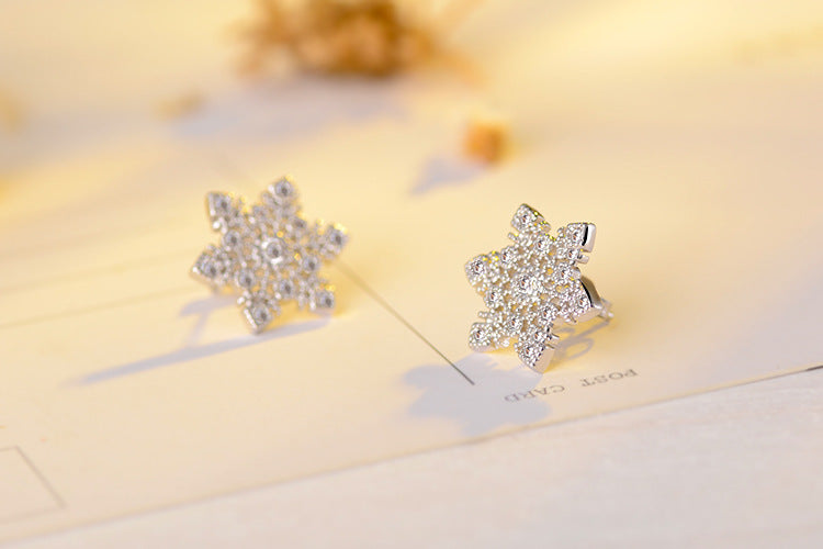 1 Pair Sweet Snowflake Inlay Copper Zircon Ear Studs