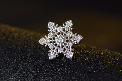 1 Pair Sweet Snowflake Inlay Copper Zircon Ear Studs