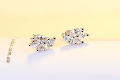 1 Pair Lady Wings Inlay Copper Zircon Ear Studs