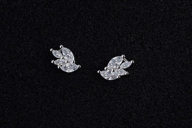 1 Pair Lady Wings Inlay Copper Zircon Ear Studs