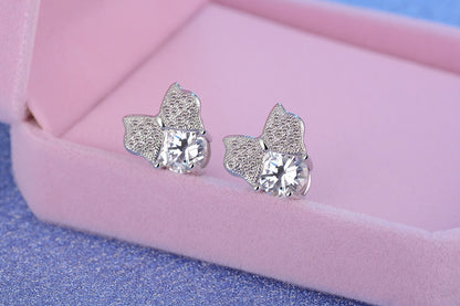 1 Pair Lady Bow Knot Inlay Copper Zircon Ear Studs