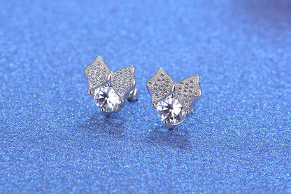 1 Pair Lady Bow Knot Inlay Copper Zircon Ear Studs