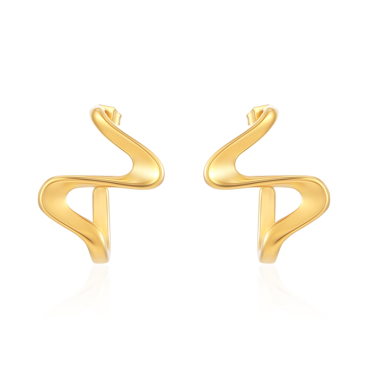 1 Pair French Style Modern Style Simple Style Curve Spiral Stripe Irregular Plating Stainless Steel 18k Gold Plated Ear Studs