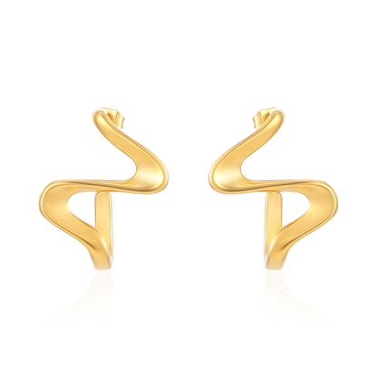 1 Pair French Style Modern Style Simple Style Curve Spiral Stripe Irregular Plating Stainless Steel 18k Gold Plated Ear Studs