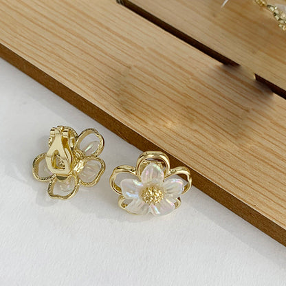 1 Pair Sweet Flower Plating Inlay Alloy Acrylic Gold Plated Ear Studs