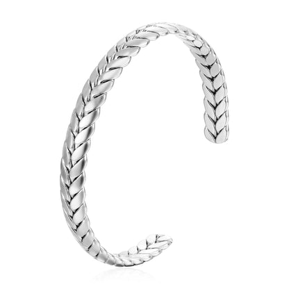 Vintage Style Grain Stainless Steel Plating Bangle