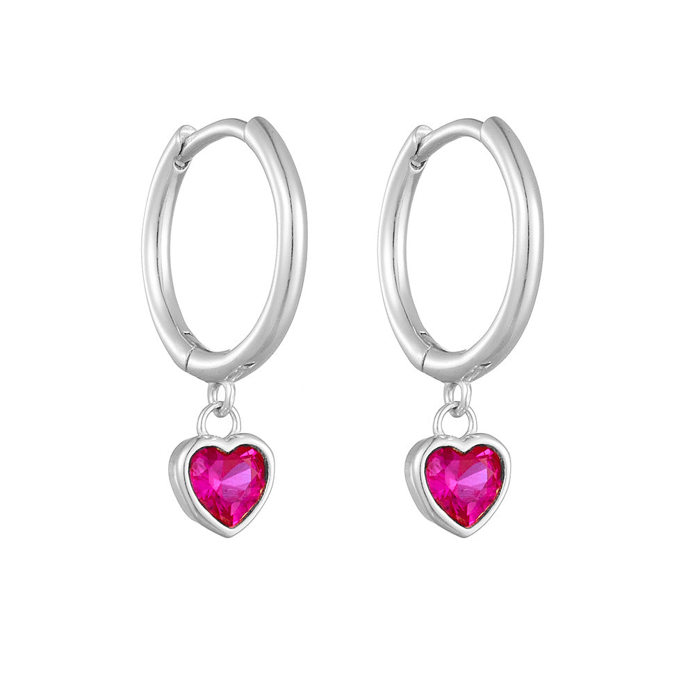 1 Pair Vintage Style Heart Shape Plating Inlay Sterling Silver Zircon Drop Earrings