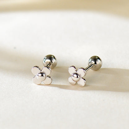 1 Pair Simple Style Flower Plating Sterling Silver Ear Studs