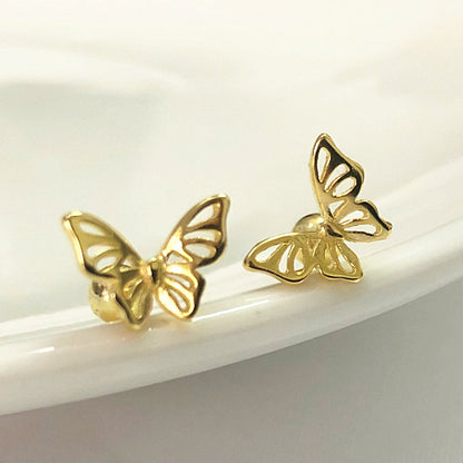 1 Pair Simple Style Butterfly Plating Inlay Sterling Silver Zircon Ear Studs