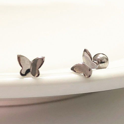 1 Pair Simple Style Butterfly Plating Inlay Sterling Silver Zircon Ear Studs