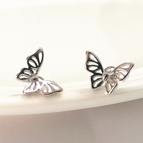 1 Pair Simple Style Butterfly Plating Inlay Sterling Silver Zircon Ear Studs