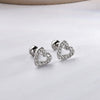 1 Pair Elegant Simple Style Hexagon Round Heart Shape Plating Sterling Silver Zircon Ear Studs