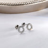 1 Pair Elegant Simple Style Hexagon Round Heart Shape Plating Sterling Silver Zircon Ear Studs