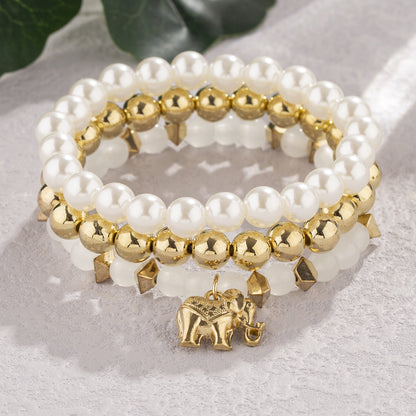 Retro Devil's Eye Tree Heart Shape Arylic Imitation Pearl Alloy Wholesale Bracelets