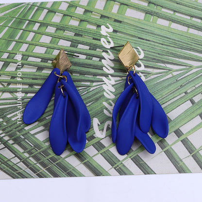 1 Pair Simple Style Geometric Color Block Spray Paint Arylic Drop Earrings