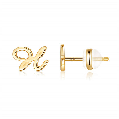 1 Pair Casual Elegant Classic Style Letter Plating Copper 14k Gold Plated Ear Studs