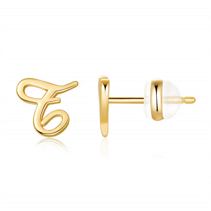 1 Pair Casual Elegant Classic Style Letter Plating Copper 14k Gold Plated Ear Studs