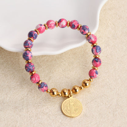 Simple Style Commute Doll Constellation Crown Natural Stone Titanium Steel Wholesale Bracelets