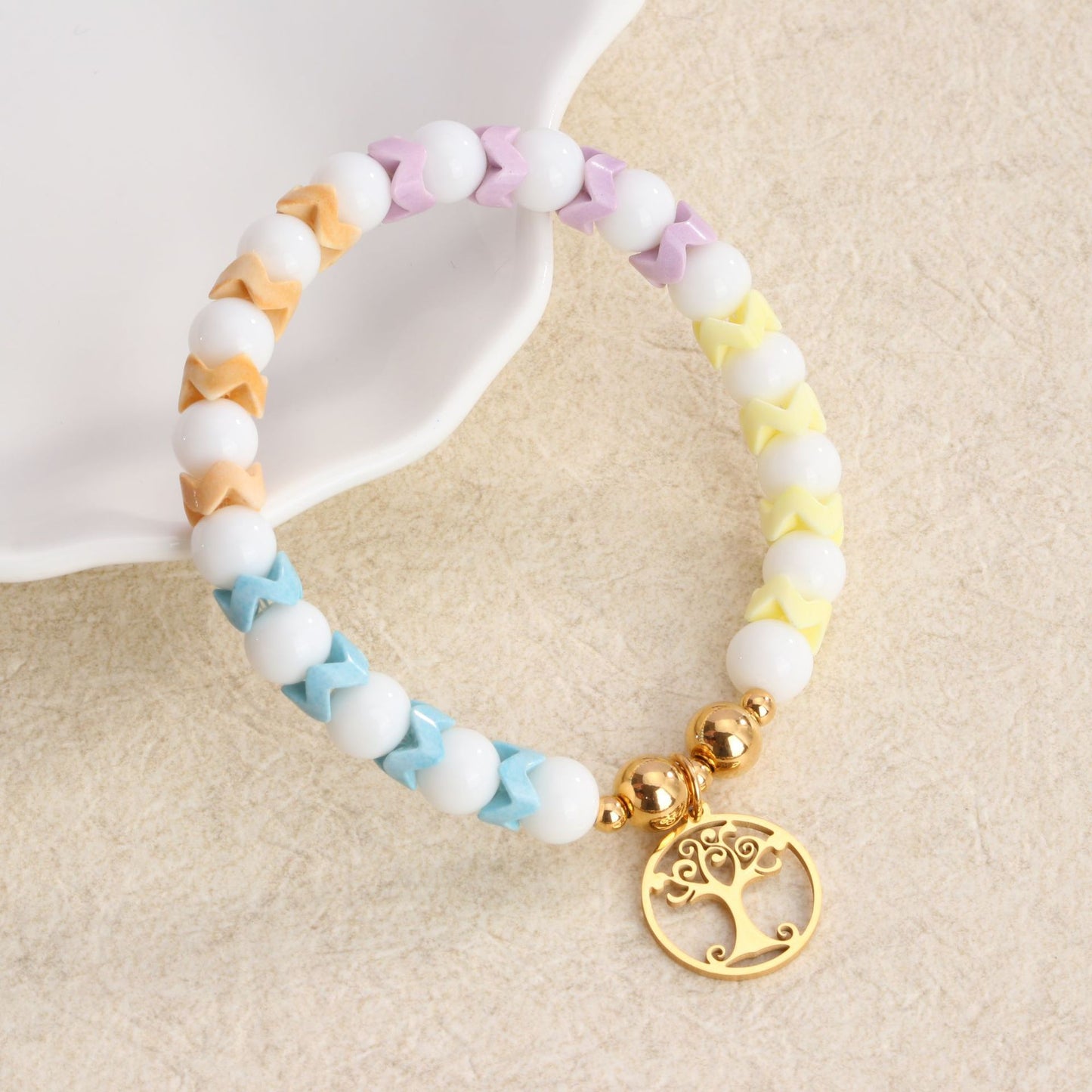 Simple Style Commute Doll Constellation Crown Natural Stone Titanium Steel Wholesale Bracelets