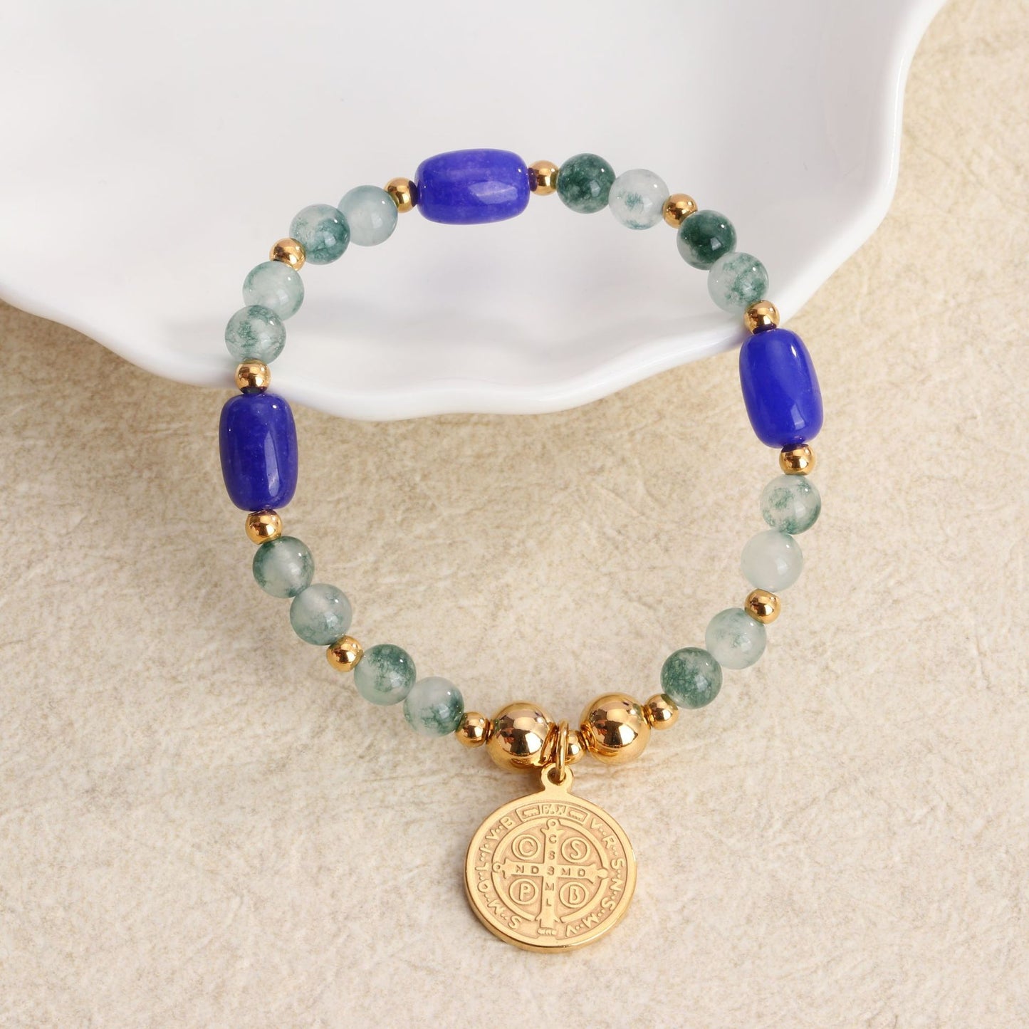 Simple Style Commute Doll Constellation Crown Natural Stone Titanium Steel Wholesale Bracelets