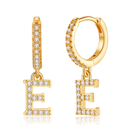 1 Pair Elegant Classic Style Letter Plating Inlay Copper Zircon 14k Gold Plated Drop Earrings