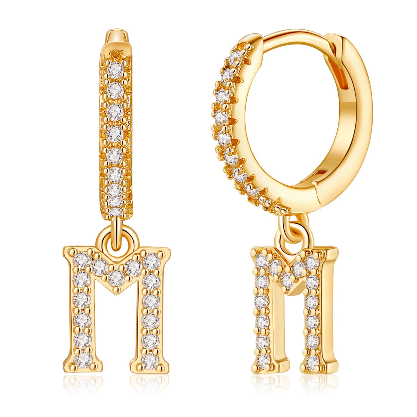 1 Pair Elegant Classic Style Letter Plating Inlay Copper Zircon 14k Gold Plated Drop Earrings