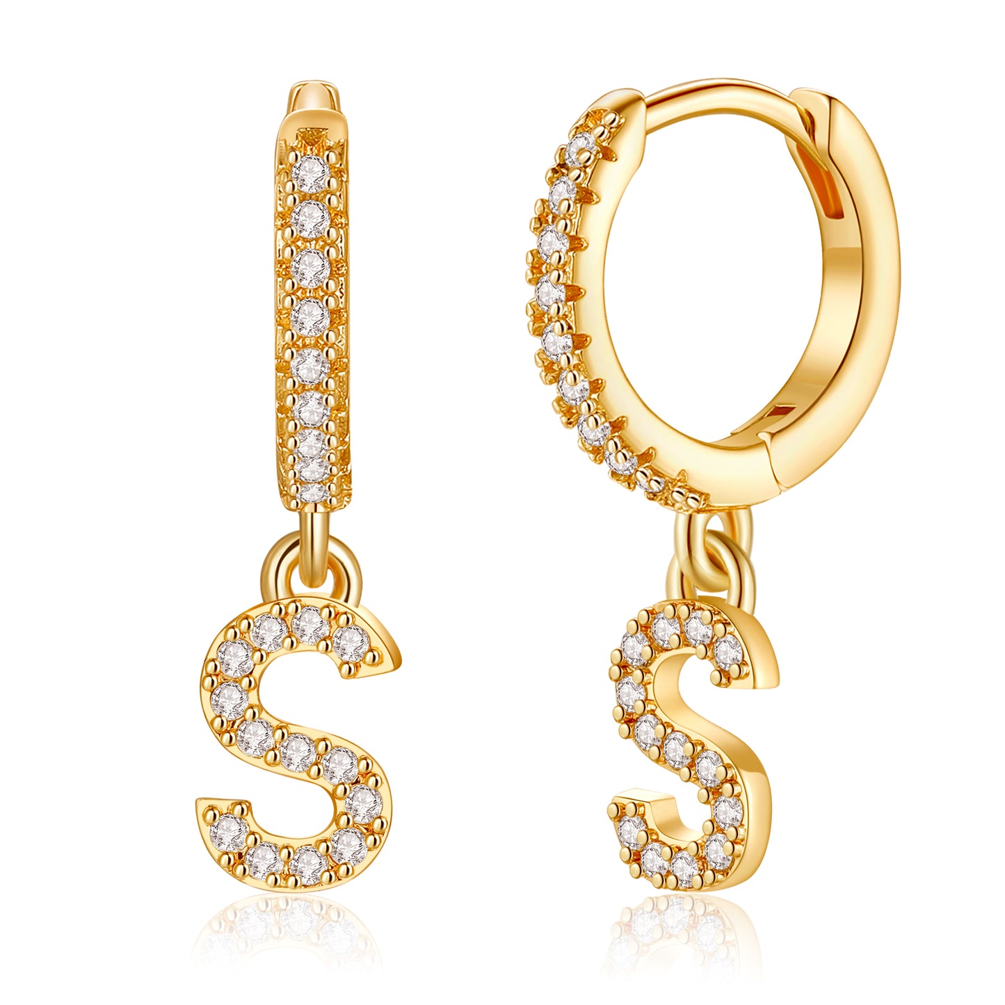 1 Pair Elegant Classic Style Letter Plating Inlay Copper Zircon 14k Gold Plated Drop Earrings