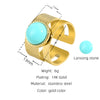 Vintage Style Geometric Titanium Steel Plating Natural Stone Open Ring