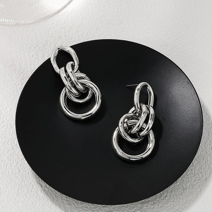 1 Piece Elegant Commute Double Ring Circle Alloy Drop Earrings