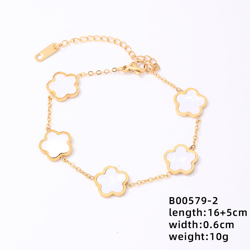 Simple Style Classic Style Flower Stainless Steel Titanium Steel Plating Bracelets