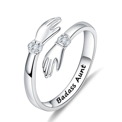 Casual Cute Classic Style Letter Hand Sterling Silver Inlay Zircon Open Rings