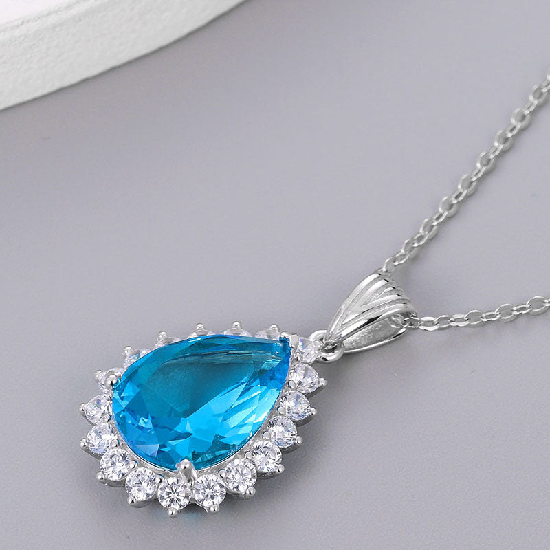 Elegant Glam Sweet Water Droplets Sterling Silver Plating Inlay Zircon White Gold Plated Pendant Necklace