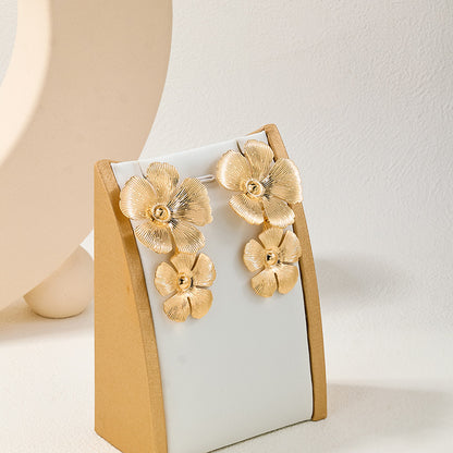 1 Piece Ig Style Nordic Style Exaggerated Flower Plating Alloy Drop Earrings