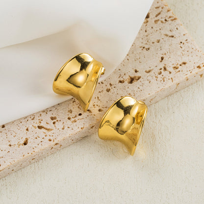 1 Pair Casual Basic Waves Plating Hollow Out Stainless Steel 14k Gold Plated Ear Studs