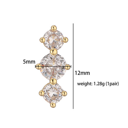 1 Pair Casual Elegant Simple Style Round Square Water Droplets Plating Inlay Copper Zircon 18k Gold Plated Drop Earrings Ear Studs