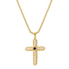 Elegant Cross Copper 18k Gold Plated Artificial Pearls Zircon Pendant Necklace In Bulk