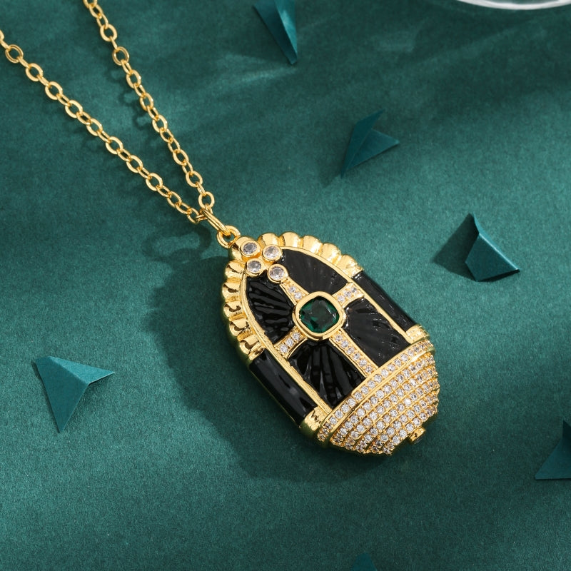 Elegant Geometric Copper 18k Gold Plated Zircon Pendant Necklace In Bulk