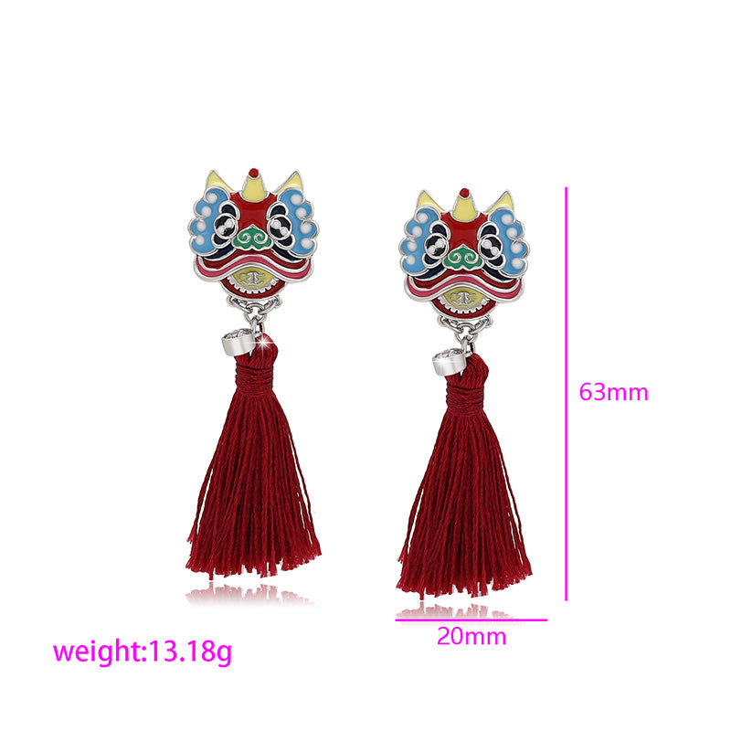 1 Pair Xuping Ethnic Style Artistic Lion Plating Alloy White Gold Plated Drop Earrings