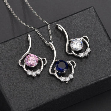 Casual Petal Copper Plating Inlay Artificial Crystal Zircon White Gold Plated Pendant Necklace