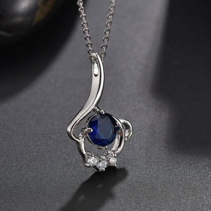 Casual Petal Copper Plating Inlay Artificial Crystal Zircon White Gold Plated Pendant Necklace