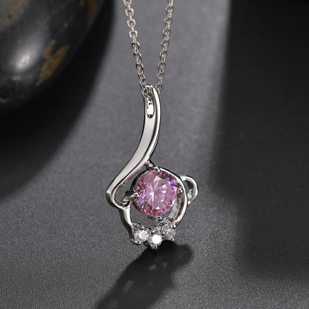 Casual Petal Copper Plating Inlay Artificial Crystal Zircon White Gold Plated Pendant Necklace