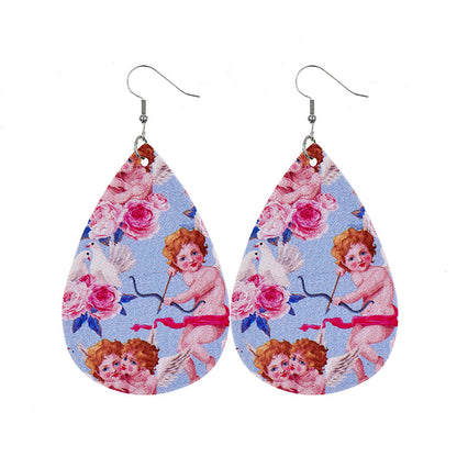 1 Pair Casual Elegant Modern Style Water Droplets Pu Leather Drop Earrings