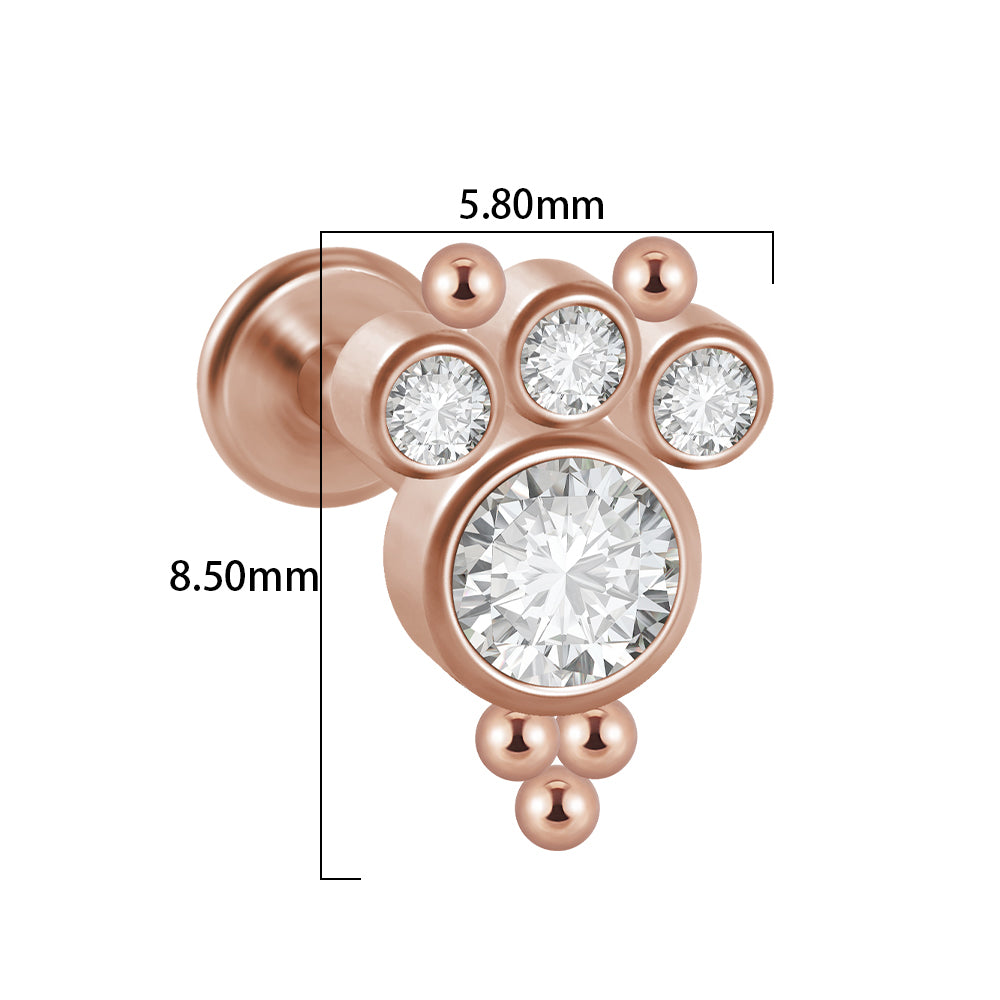 Casual Simple Style Shiny Geometric Stainless Steel Plating Inlay Artificial Gemstones Lip Stud